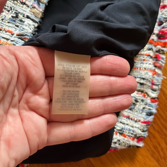 Elie Tahari Brooke Womens Jacket Multicolor Tweed Bomber Blazer $448 M Read - Picture 13 of 13